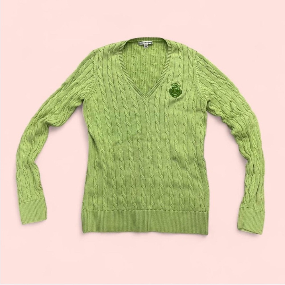 Fairway & Greene Light Green V-Neck Sweater